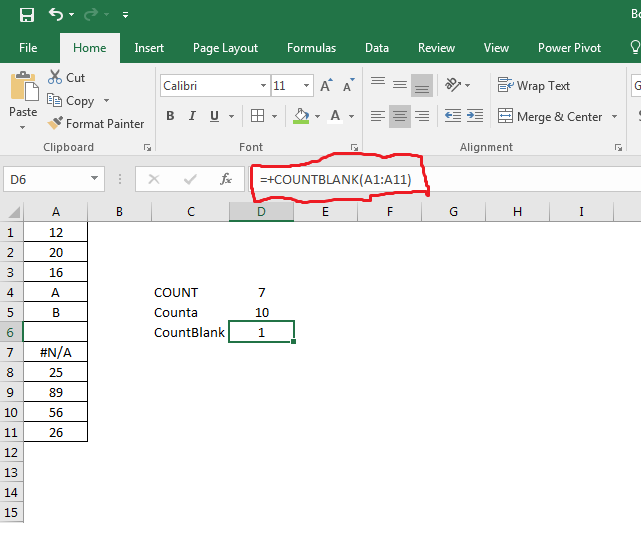 countblank function in excel