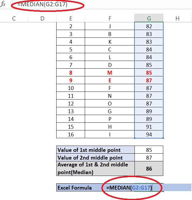 How to calculate median in excel