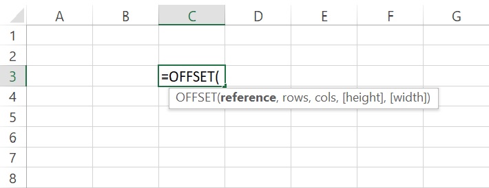 Offset excel function