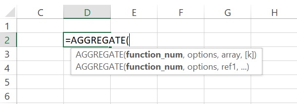 Syntax of AGGREGATE function