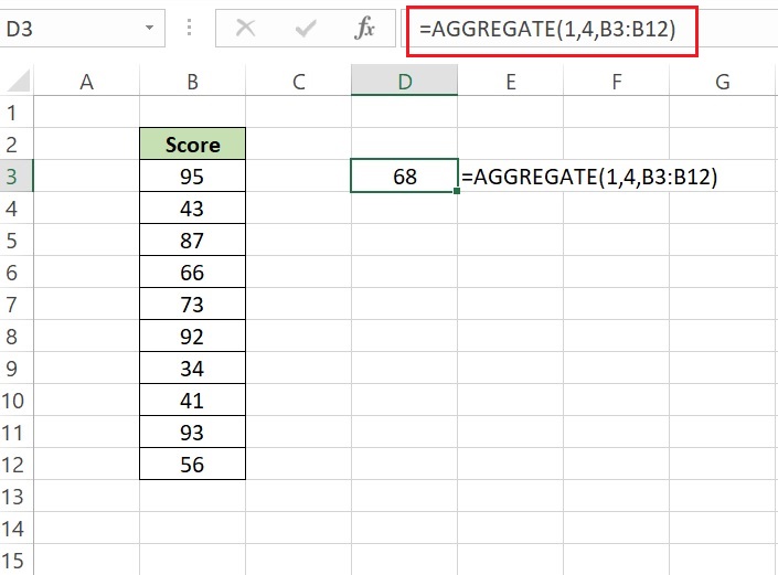 Example of AGGREGATE function