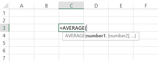 Syntax of AVERAGE function of excel