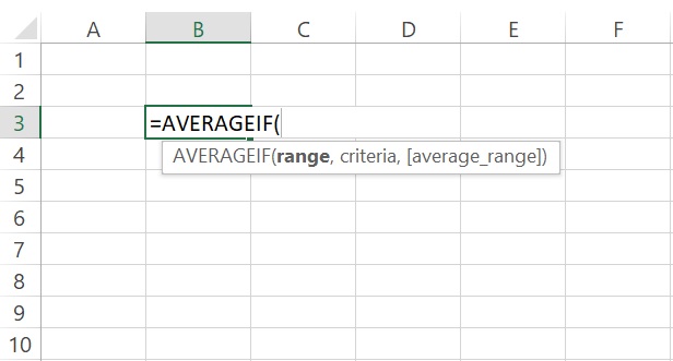 Syntax of AVERAGEIF function