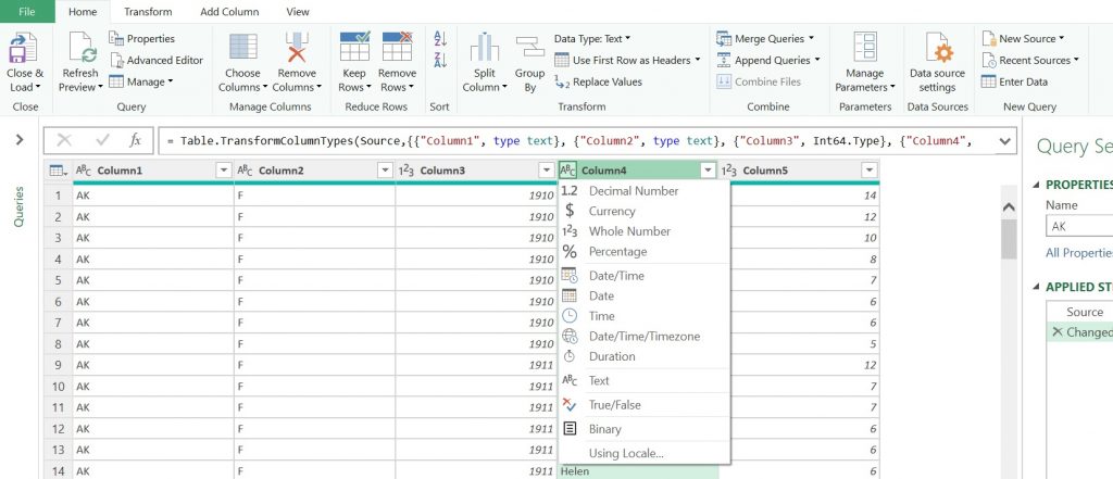Transforming data in excel import