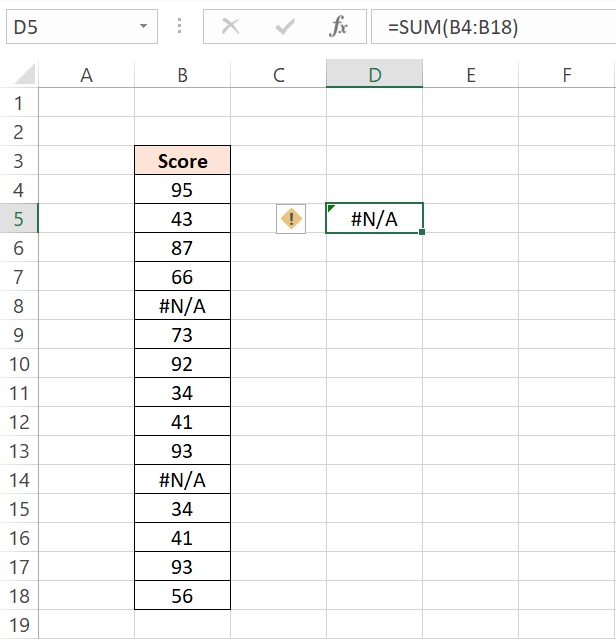 How To Quickly Sum a set of Cells Ignoring #N/A Errors In Excel?