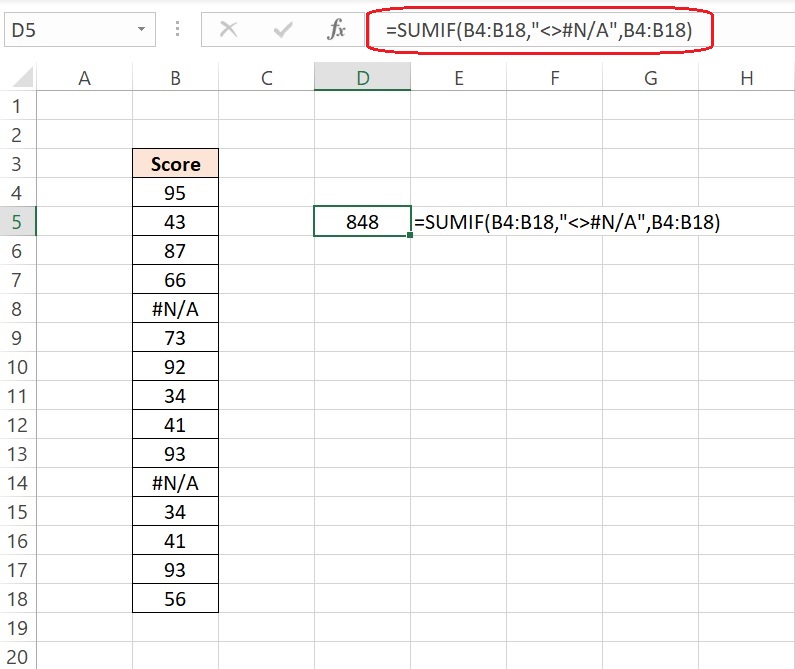 use of SUMIF in excel