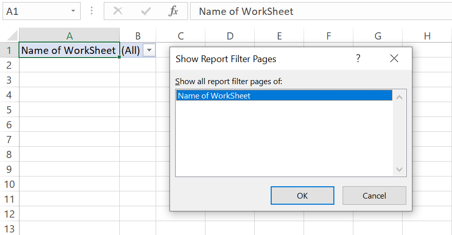 Show Report Filter Pages