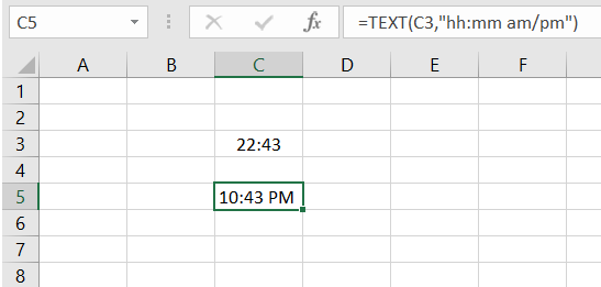 Changing TIME format in excel