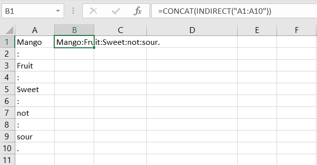 Concatenating multiple cells in Excel
